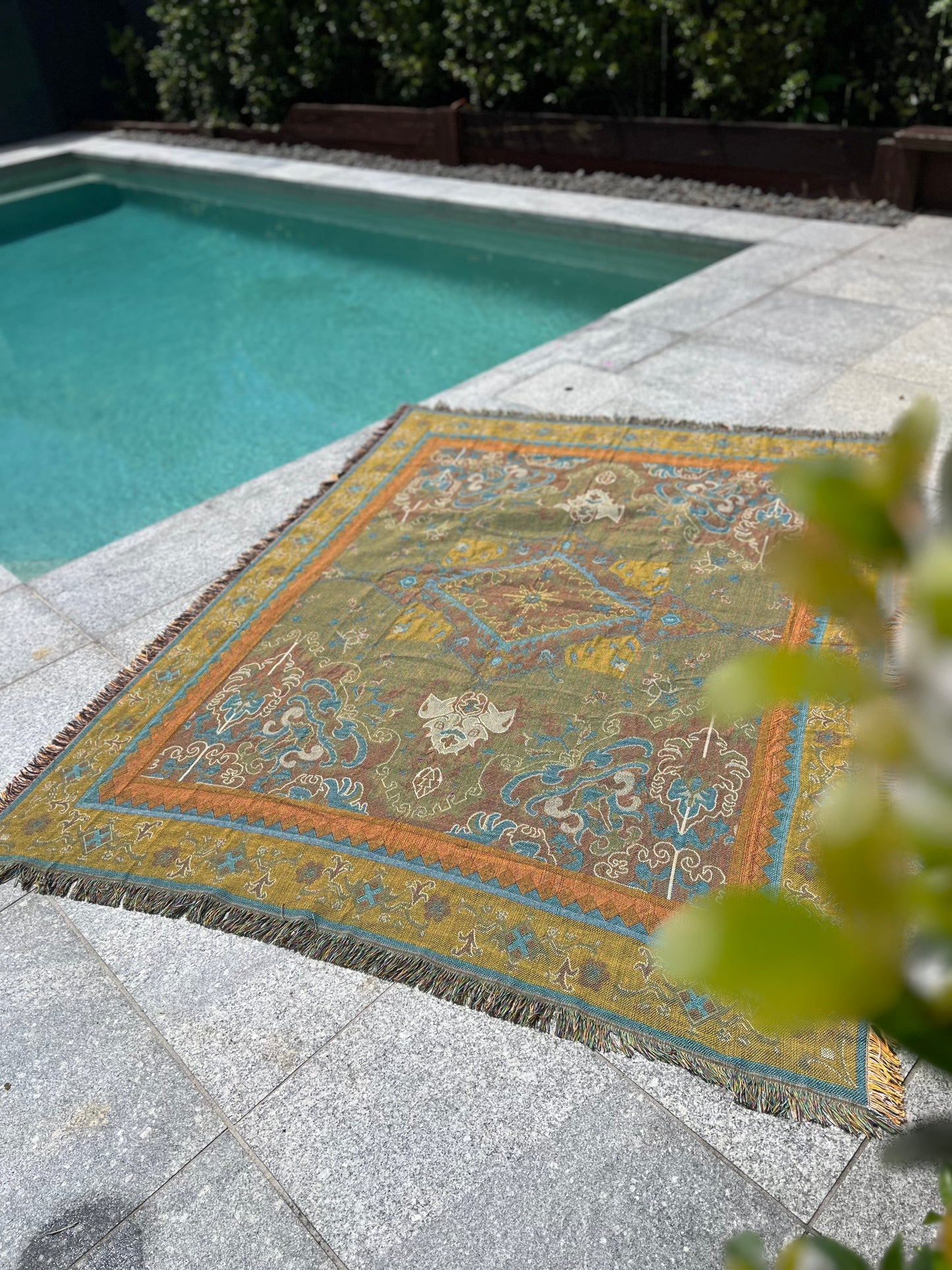 Earthy boho picnic blanket, Large throw rug 160-200cm