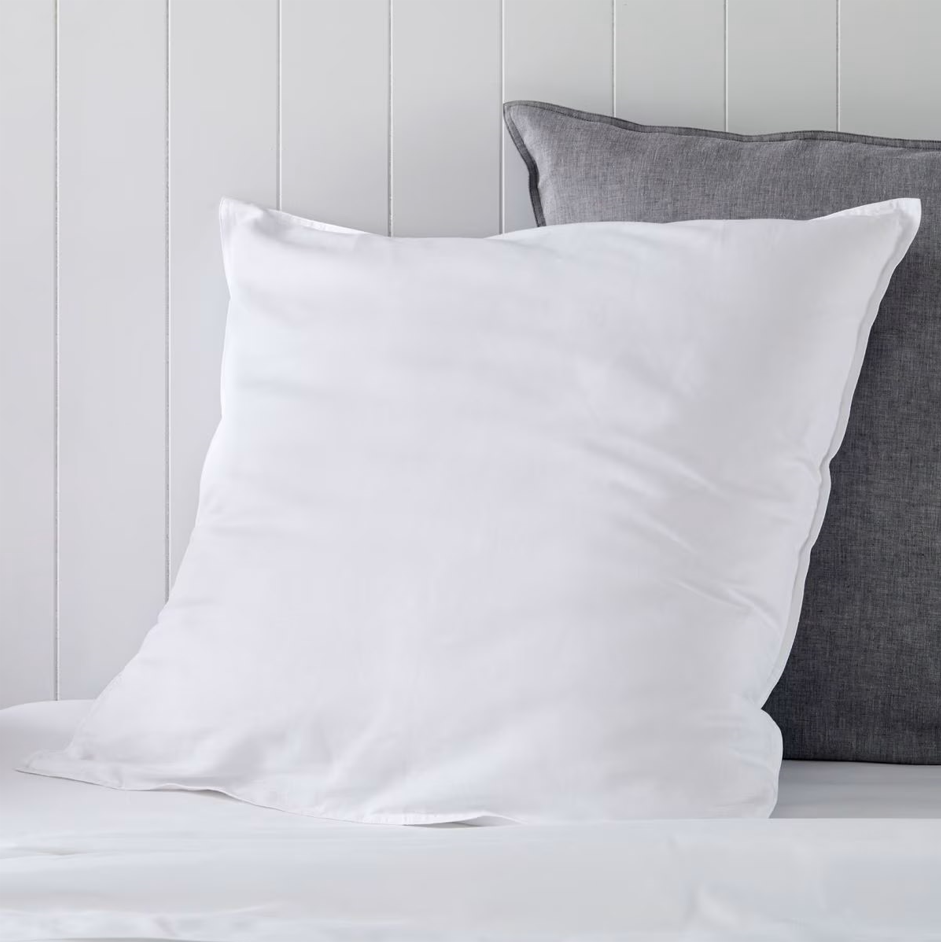 (Set of 2) 100% linen cushion cover white- European 65cm by 65cm - Knife edge