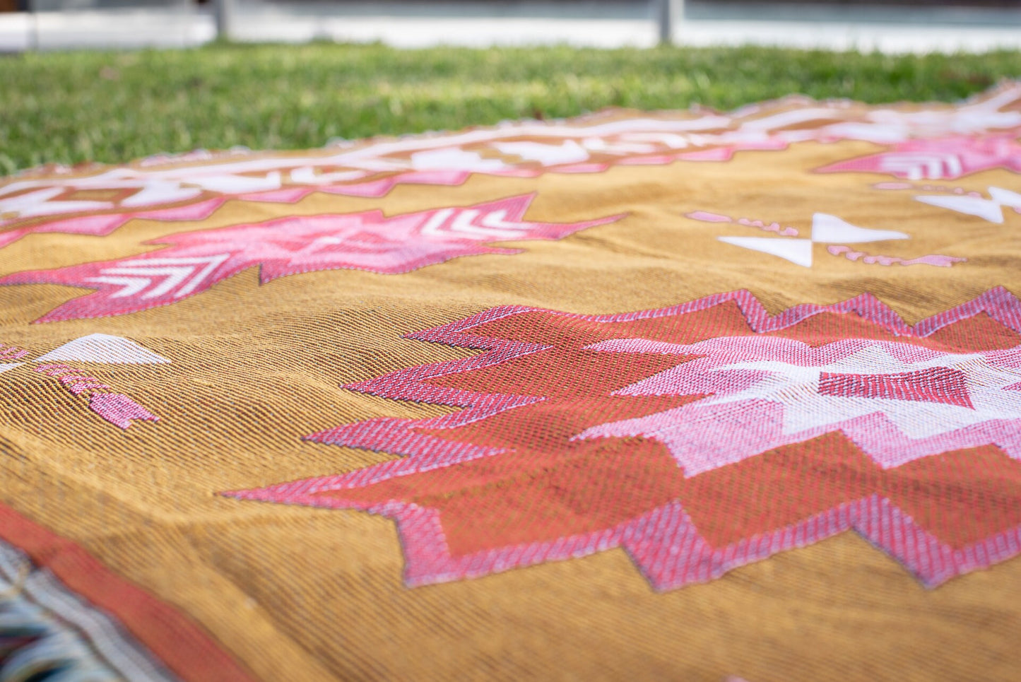 Boho woven picnic rug blanket couch cover. Rust earth tones Large 160-200cm