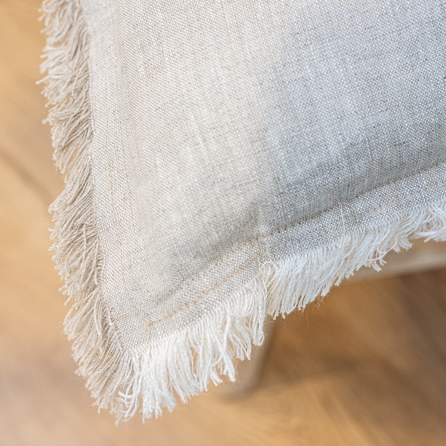 (Set of 2 ) 100% linen cushion cover, Hand made Fringed edge - Natural, Oatmeal