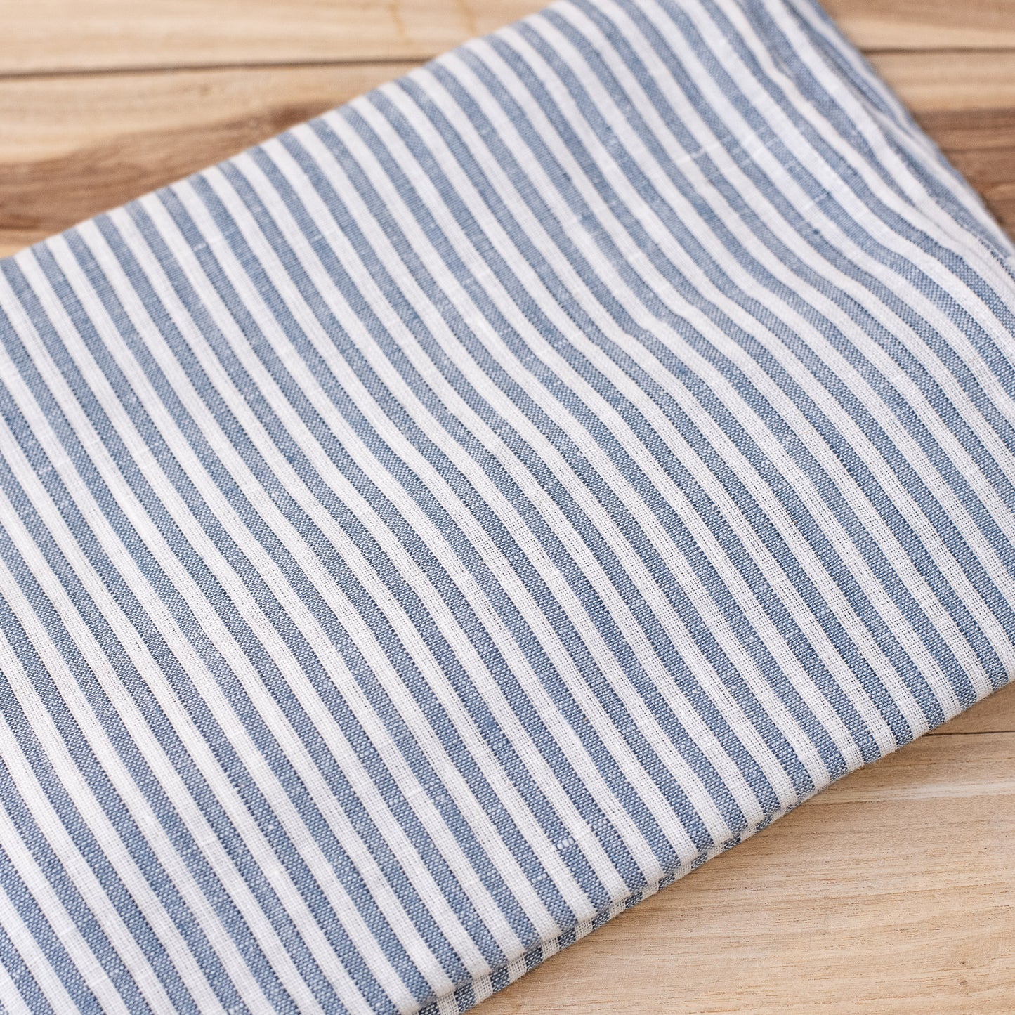 Set of 2 Flax linen striped cushion cover,  with fringe edge - White/Blue stripe