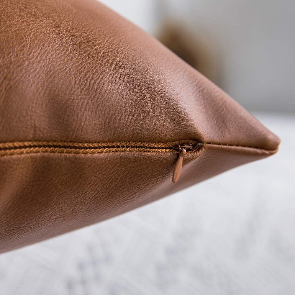 Tan faux leather clearance cushion