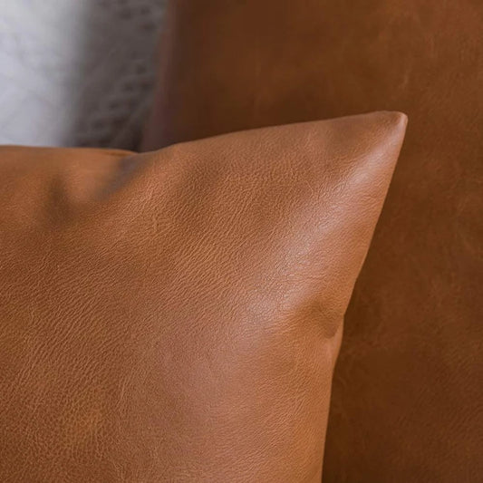 Faux Leather Cushion Covers Caramel Brown (Set of 2 ) 50cm